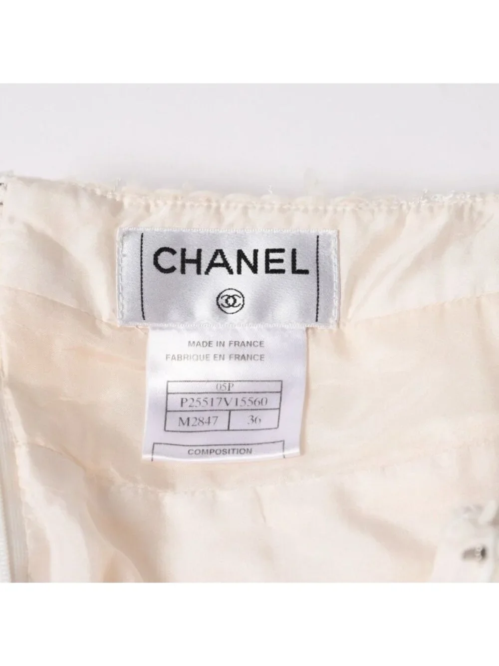 Chanel Skirt Tweed Sequin CC Logo White